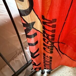 Coach Graphic Red and Black Scarf with Bold Lettering